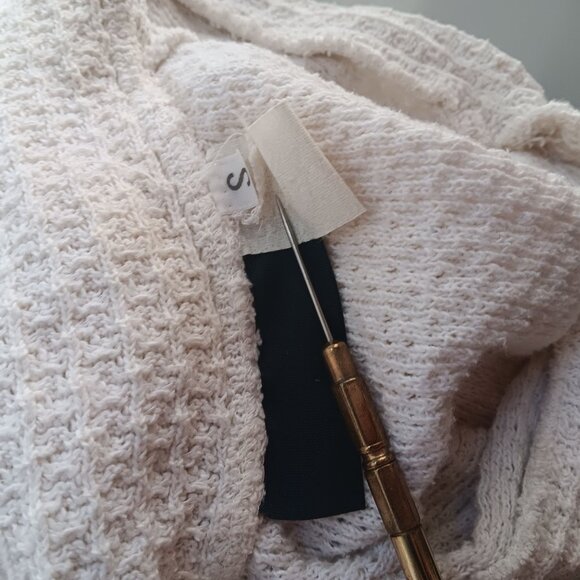 Small Vintage 80's Cream Short-Sleeve Textured Knit Collared Top Greenwalt Mom - Picture 6 of 6